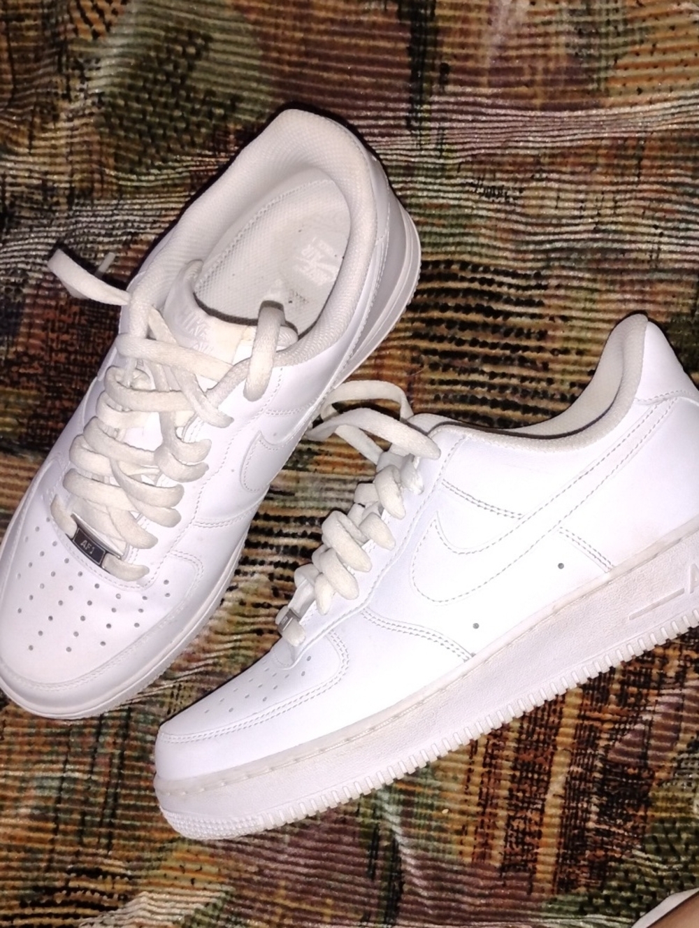 Nike Air Force 1 White Leather Low-Top Sneakers Size 8